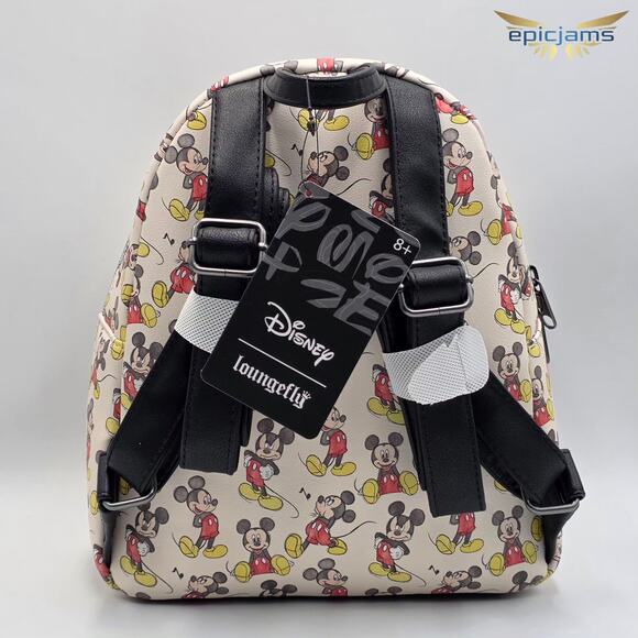 Loungefly Disney Mickey Mouse Poses AOP White Mini Backpack Bag New - Picture 5 of 5